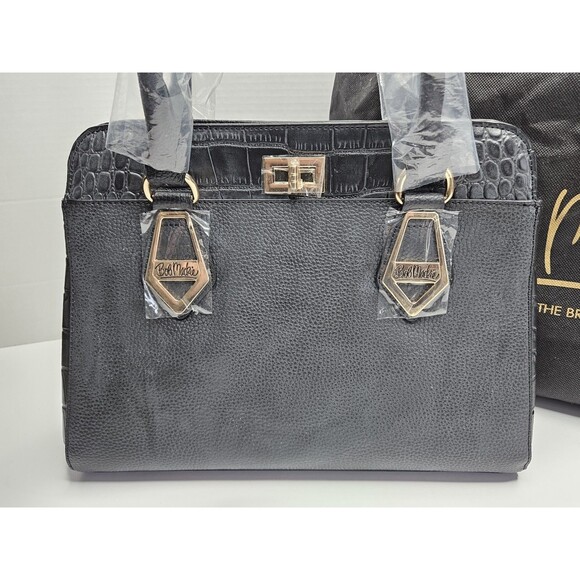 Bob Mackie Bradford Exchange Black Faux Leather Handbag New W/Dust Cover - Picture 2 of 12